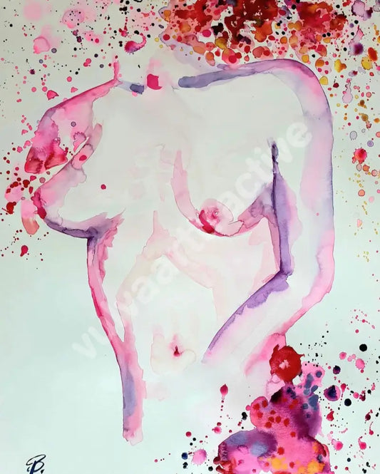 Aquarell - Pink Din A1 Hochformat